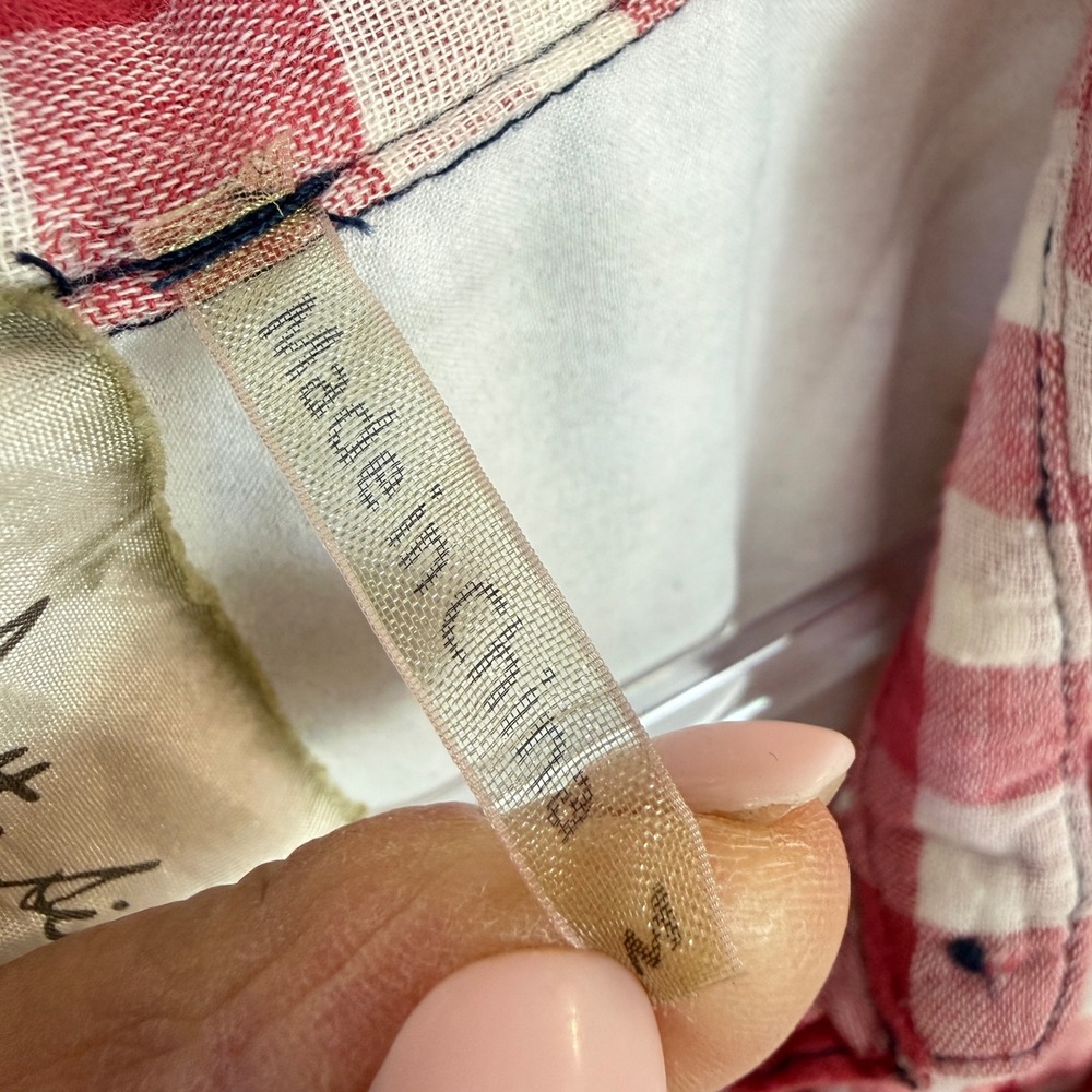 Aratta Silent Journey Button Down Women M Red Gingham Floral Embroidered Back - Picture 10 of 16